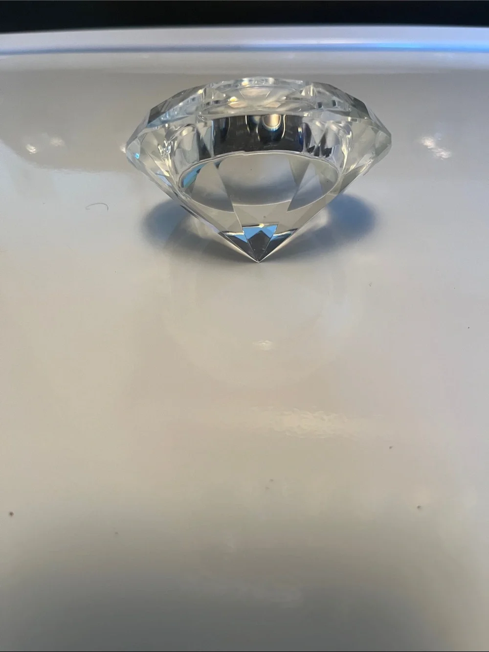 Faceted Crystal Round votive or tea light candle holder - Clear